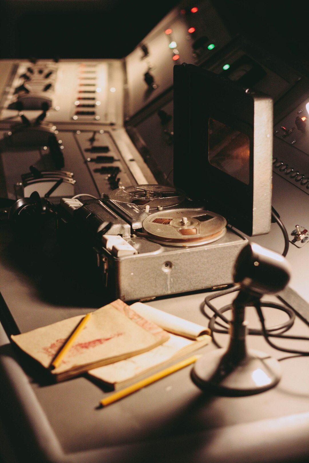Vintage home recording studio with analog mixing console